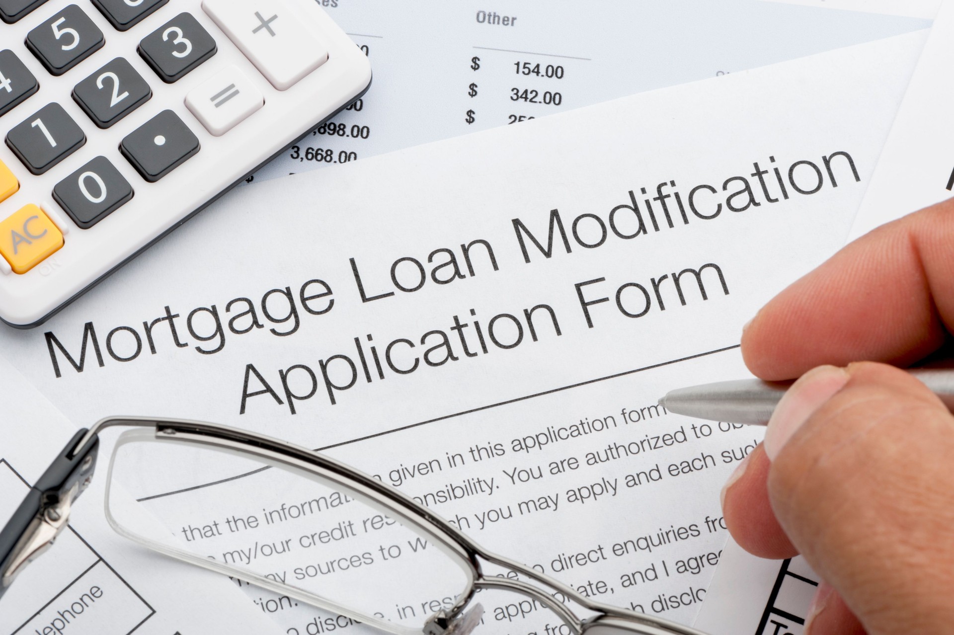 Close up Mortgage loan modification application